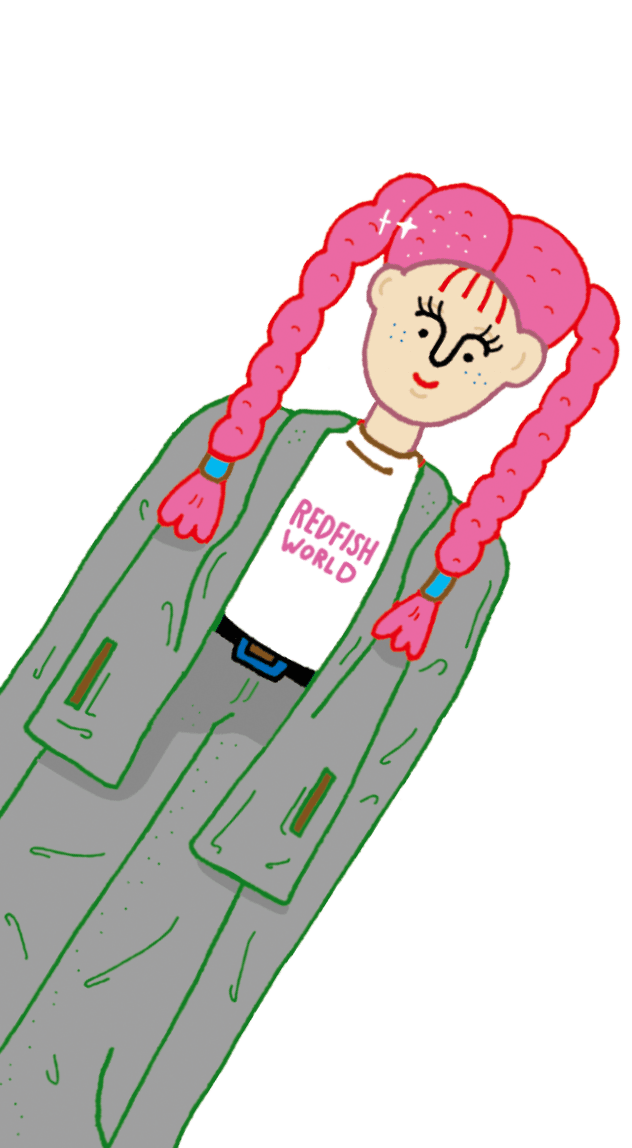 A girl with pink hair and braids